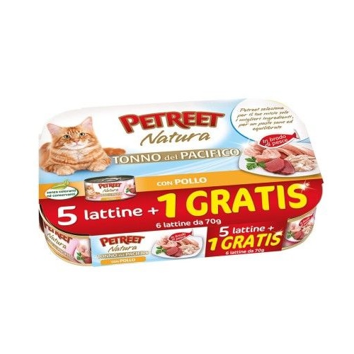 PETREET NATURA VELLUTATE CON TONNO SURIMI E POLLO MULTIPACK 5+1 GRATIS